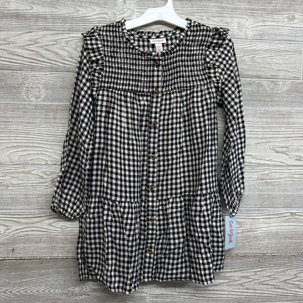 NEW LS Gingham Glitter Dress 7-8