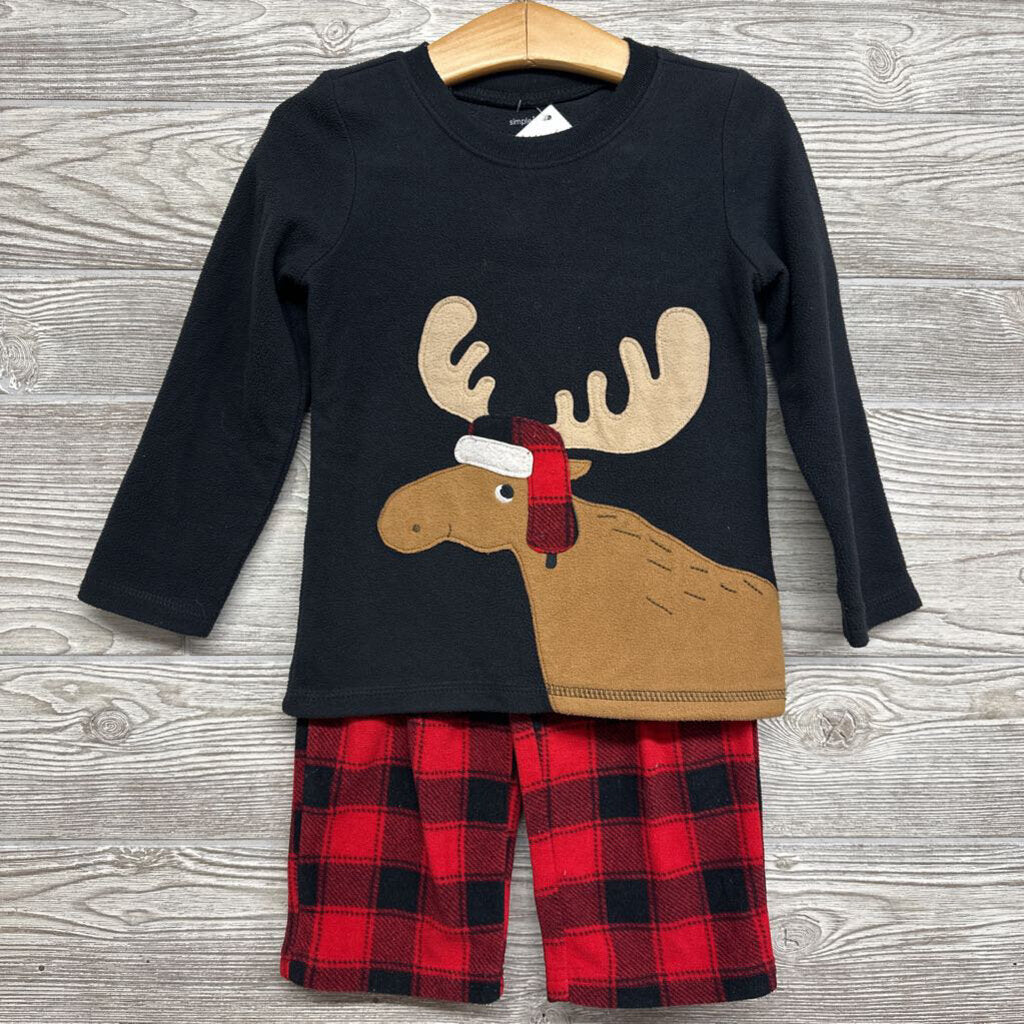 2 Pc Fleece PJs Moose Plaid
