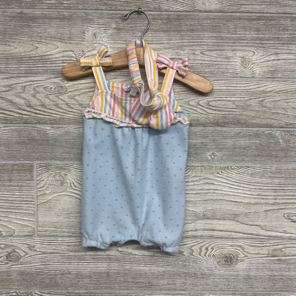 Tank Romper W/ Headwrap Stripes Poms