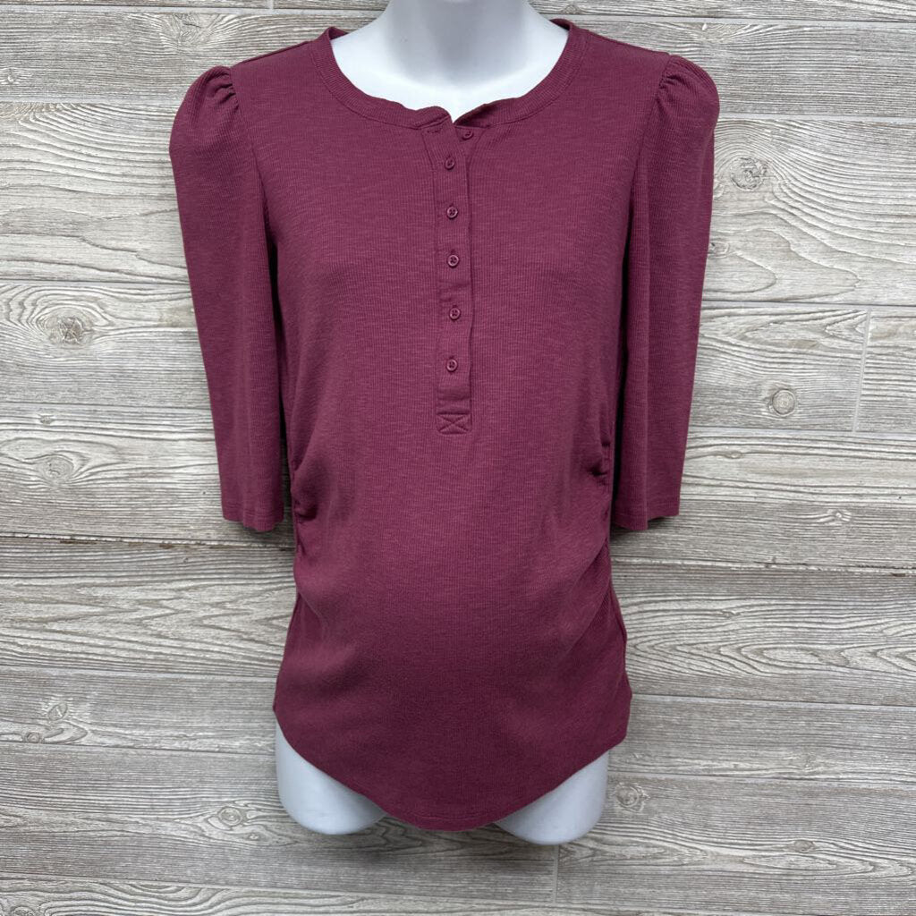 LS Ruched Shirt 1/4 Button