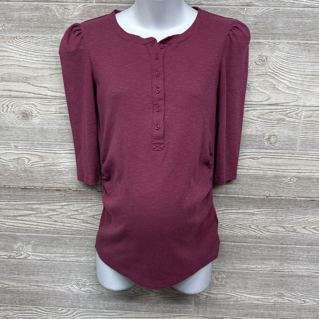LS Ruched Shirt 1/4 Button