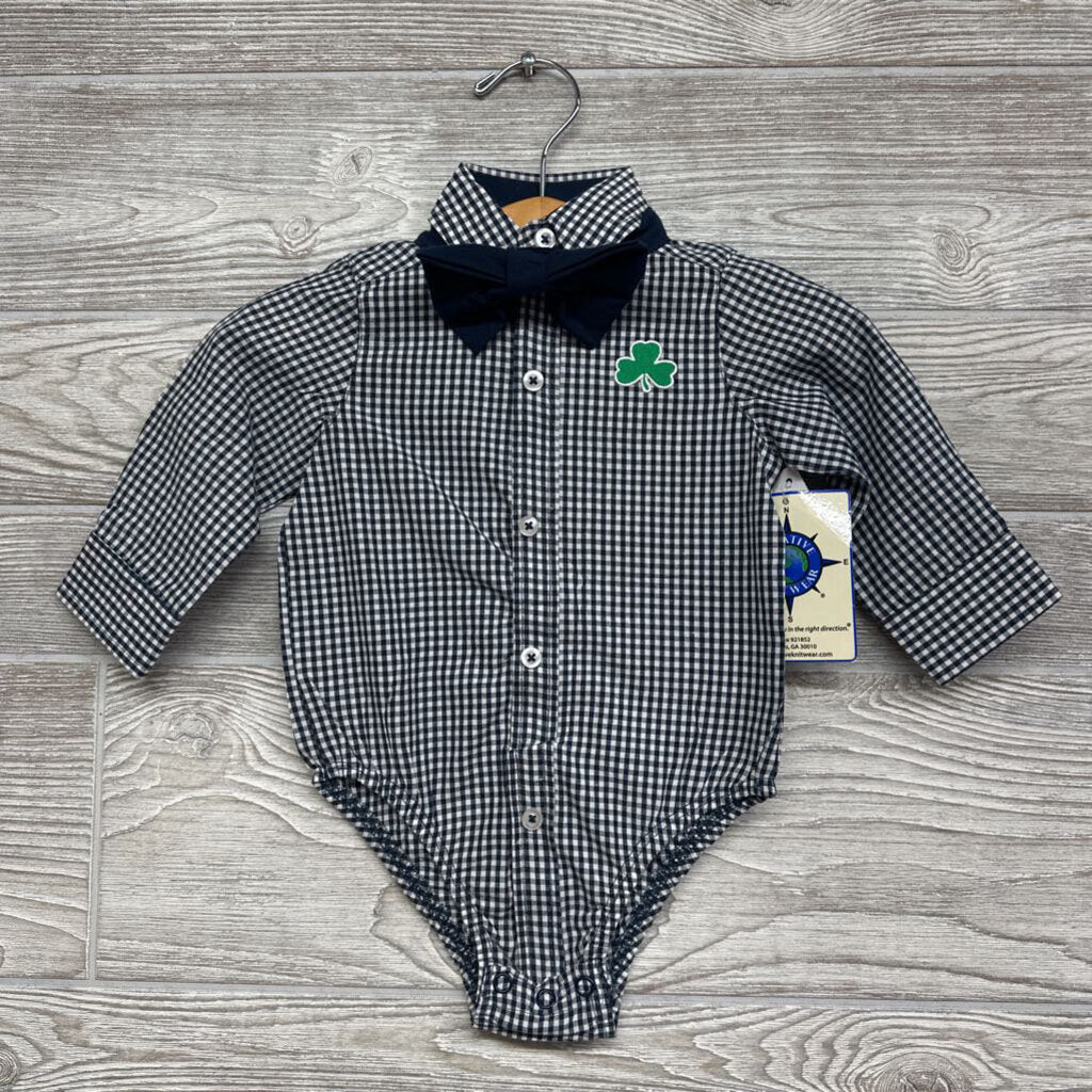 NEW LS Button Up W/ Bow Tie Notre Dame Gingham
