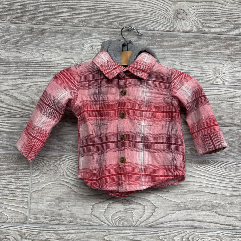 LS Button Up Flannel W/ Hood Plaid