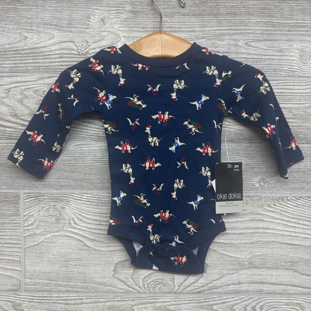 NEW LS Bodysuit Dinosaurs Christmas 3m