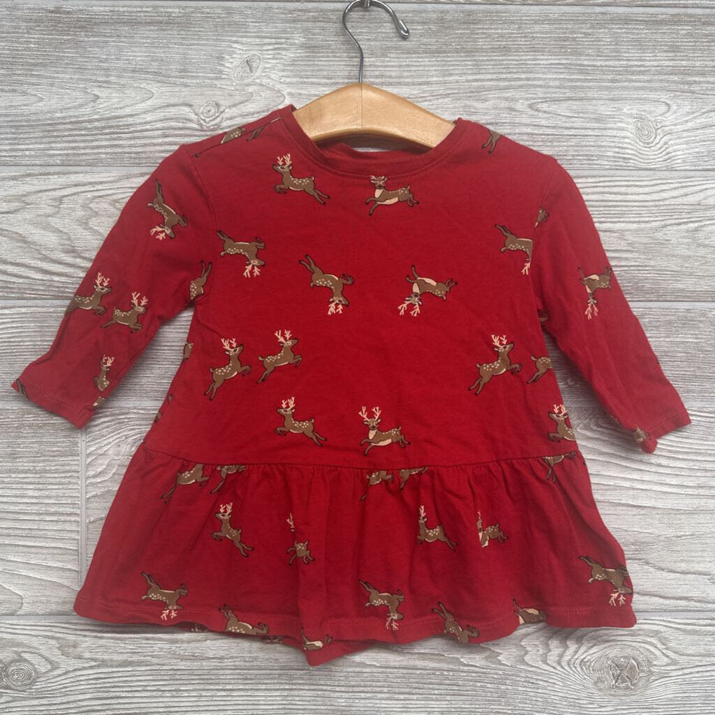 LS Peplum Shirt Reindeer 12-18m