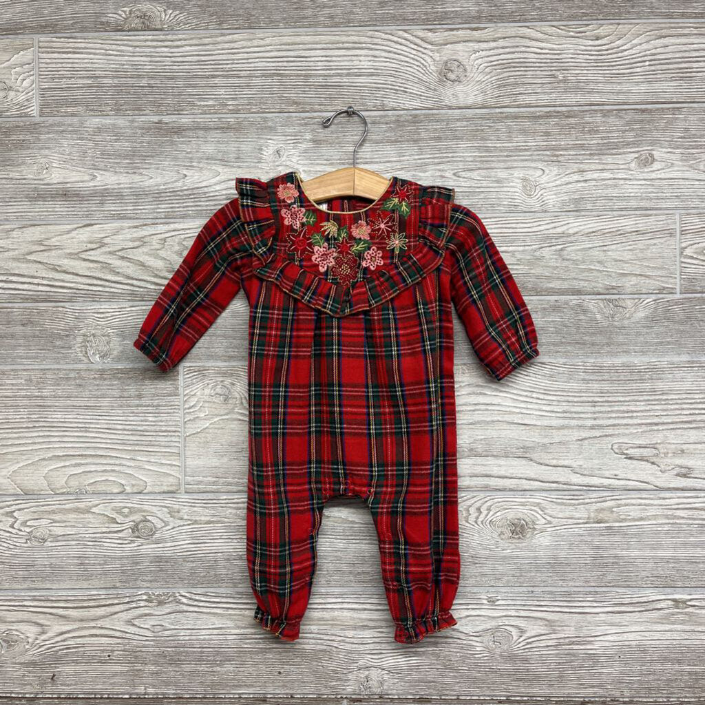 NEW 1 Pc LS Outfit Plaid Flowers