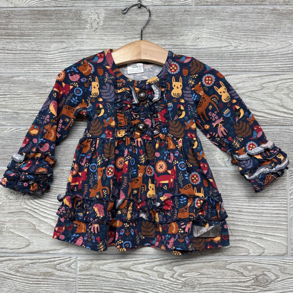 NEW LS Dress Ruffles Deer Squirrels