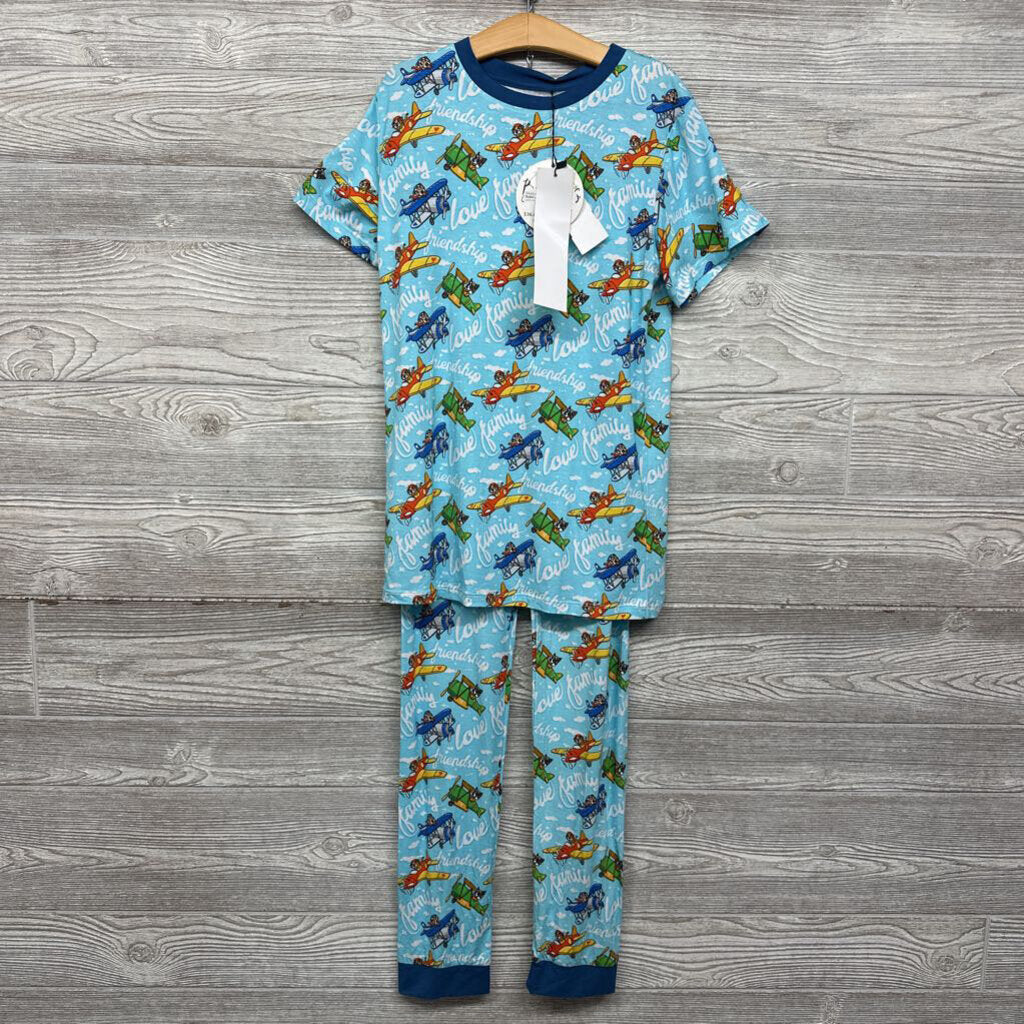 NEW 2 Pc Bamboo PJs Planes Love Family
