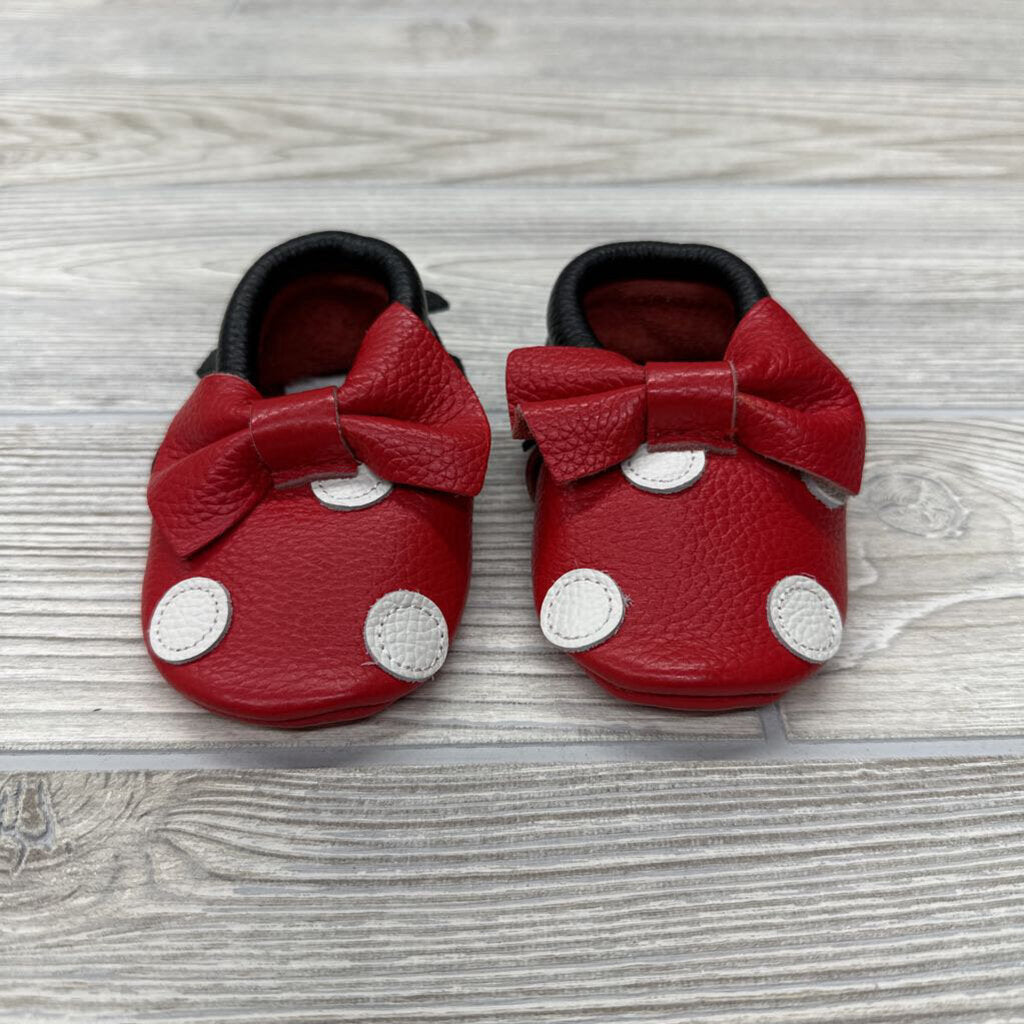 NEW Leather Moccasins Dots Bow