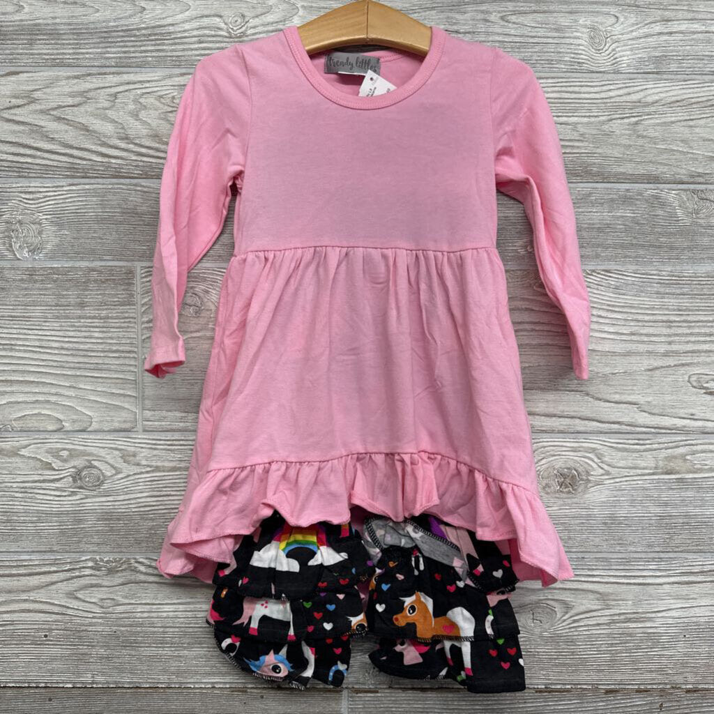 NEW 2 Pc LS Shirt & Pants Ruffles Unicorns