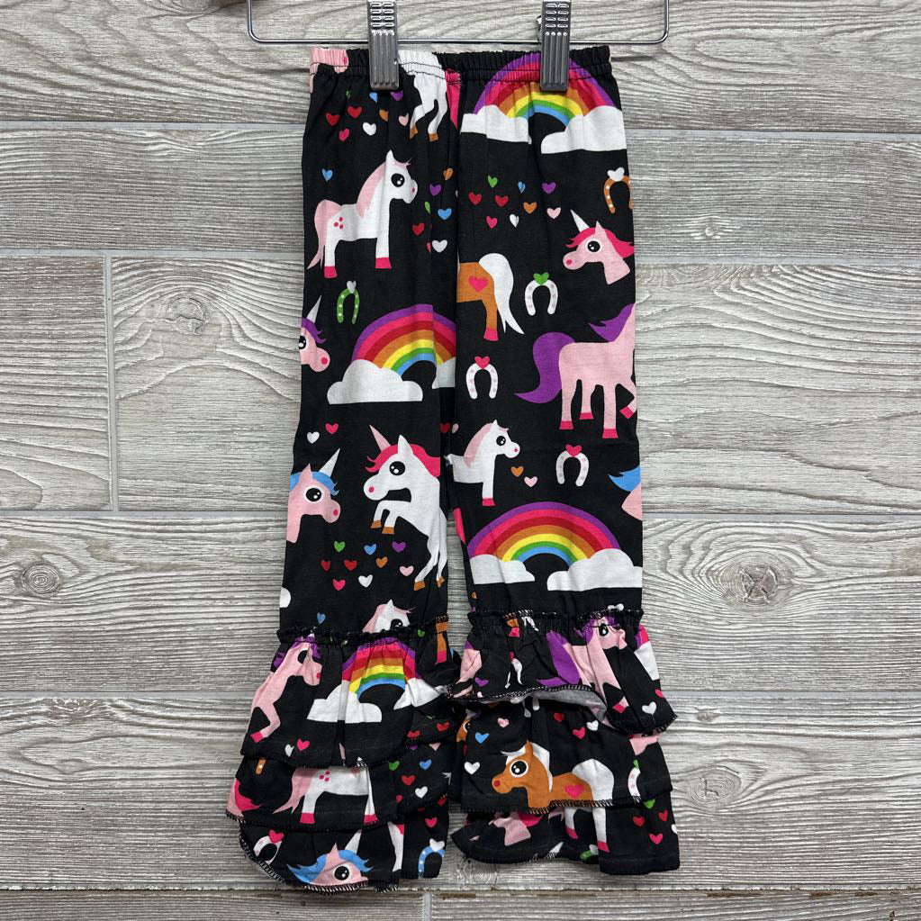 NEW 2 Pc LS Shirt & Pants Ruffles Unicorns 24m