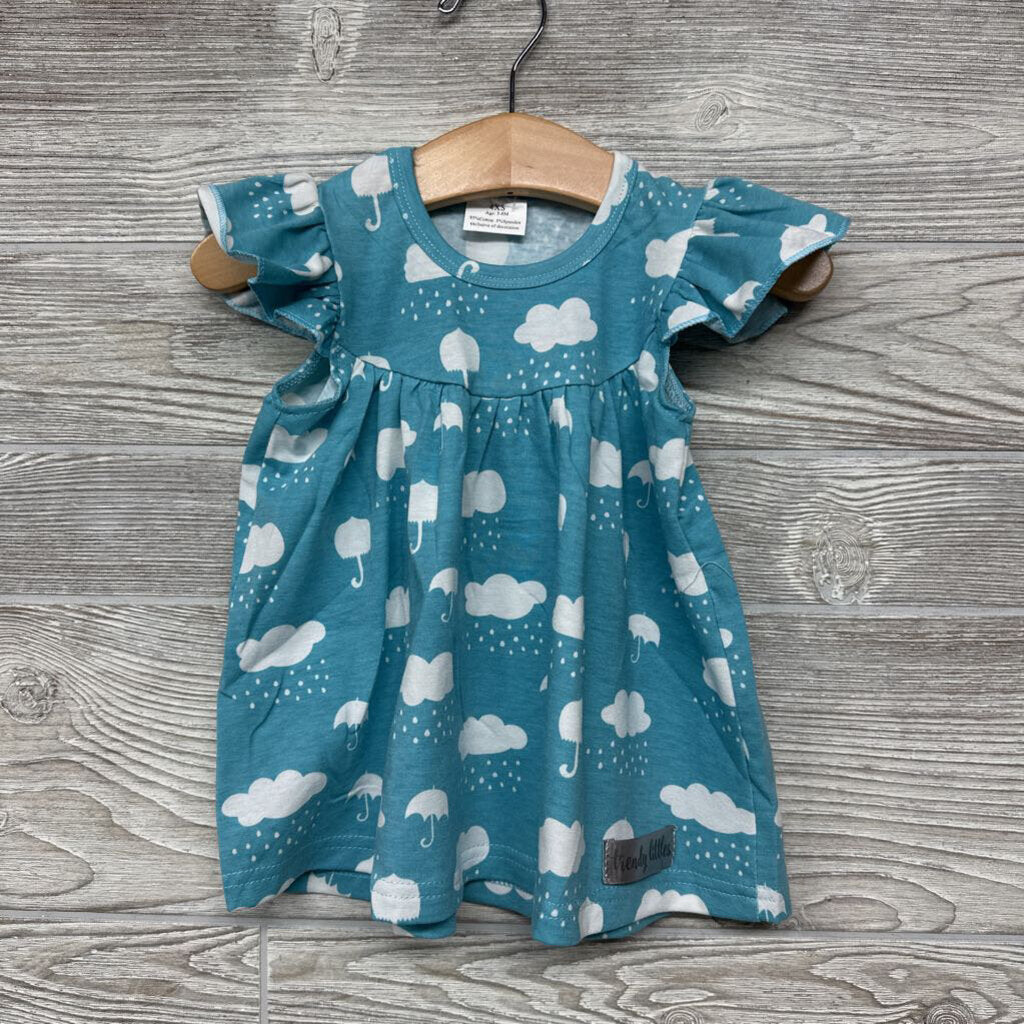 Dress Flutter Sleeves Rain Clouds