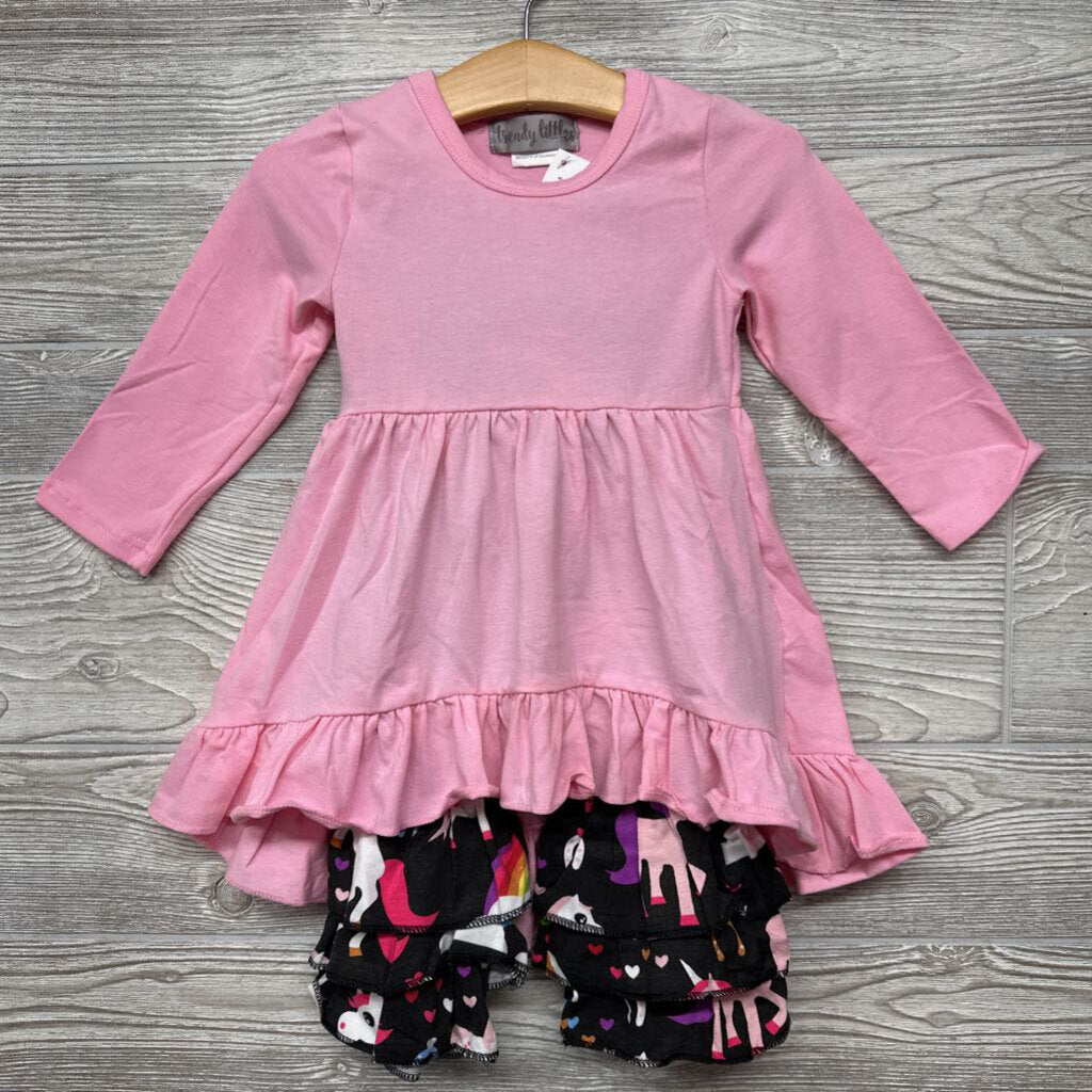 NEW 2 Pc LS Dress & Pants Unicorns