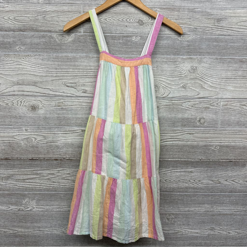 Twill Tiered Sleeveless Dress Stripes