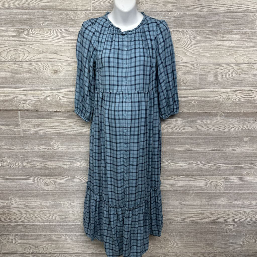 NEW LS Button Up Dress Plaid