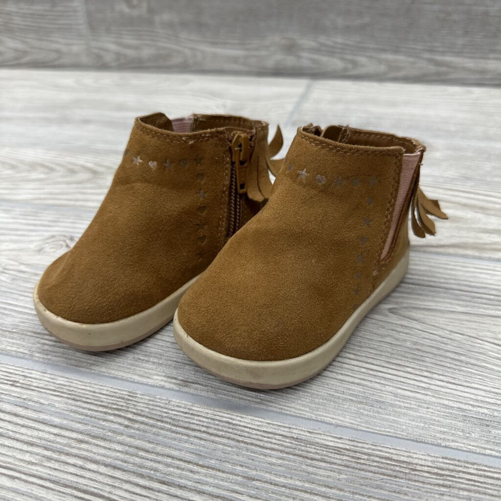 Side Zip Ankle Boots Back Fringe