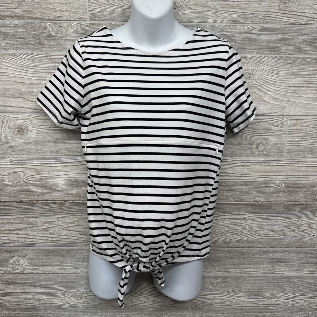 Nursing Shirt Front Tie Stripes