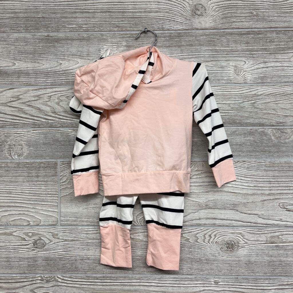 NEW 2 Pc LS Pullover W/ Hood & Pants Stripes