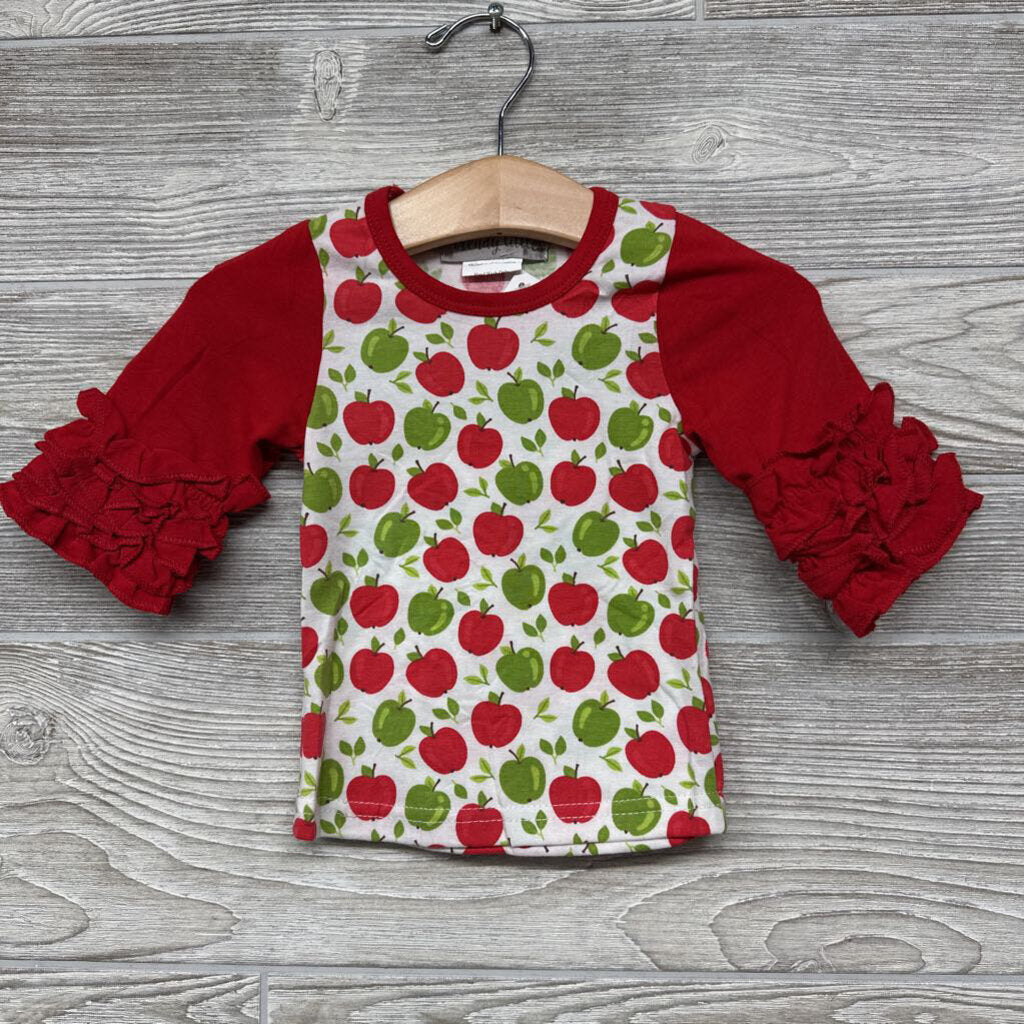 NEW LS Shirt Apples Ruffle Sleeves
