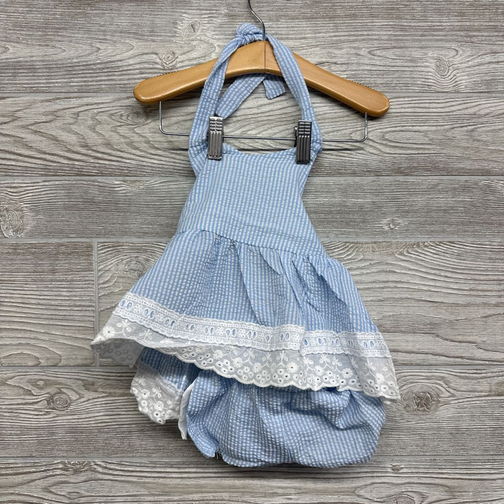NEW 2 Pc Seersucker Halter Top & Bummies Eyelet 3-6m