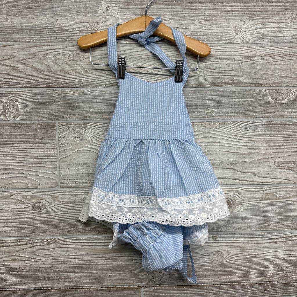 NEW 2 Pc Seersucker Halter Top & Bummies Eyelet 2t