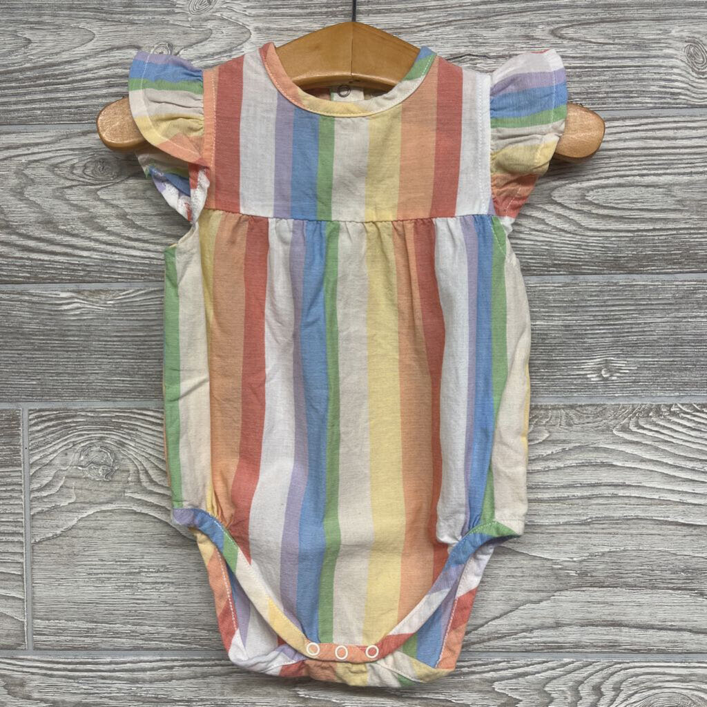 Bodysuit Stripes Flutter Sleeves