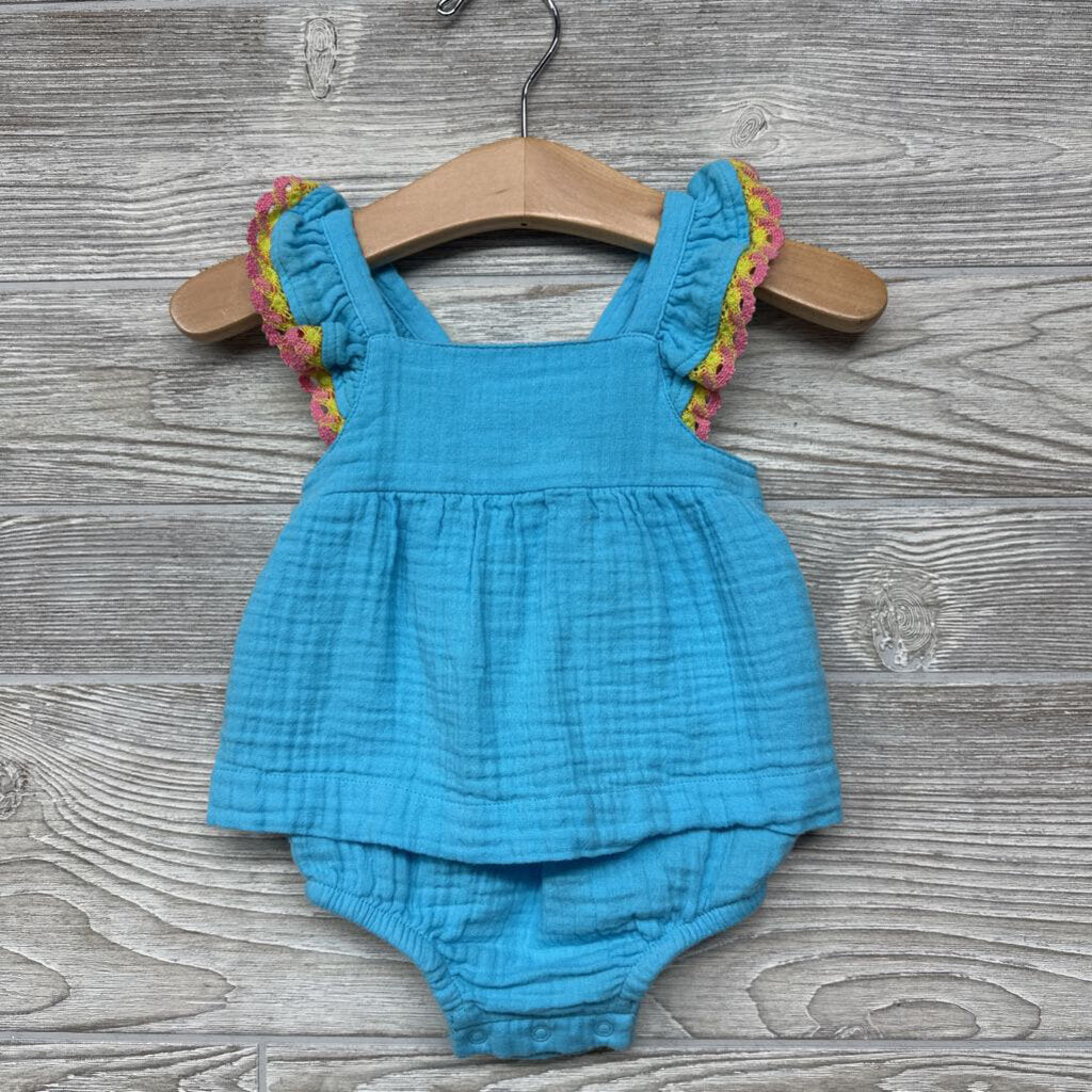 Muslin Sunsuit Macrame Trim