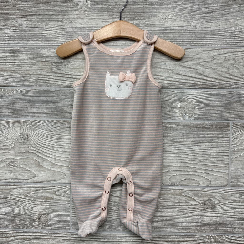 1 Pc Tank Velour Outfit Stripes Cat