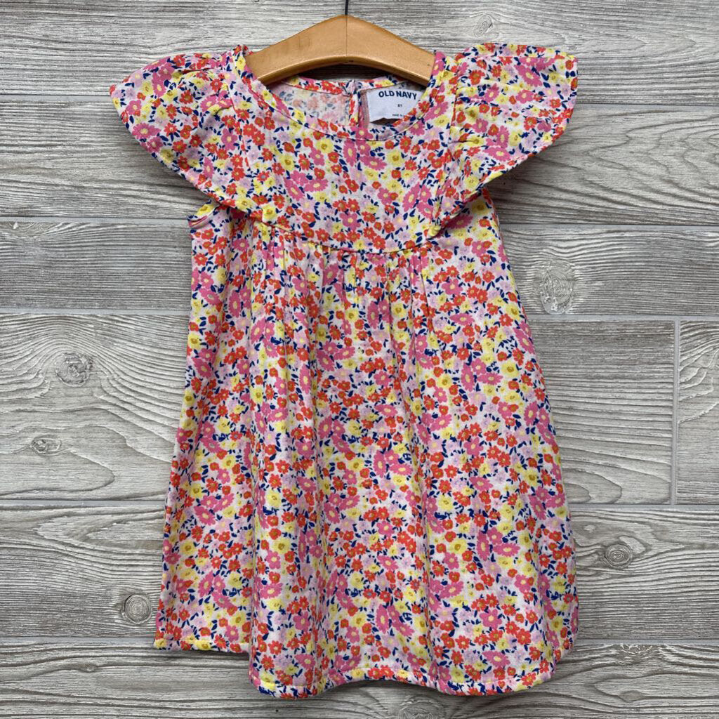 NEW Linen Dress Flowers Flutter Sleeves