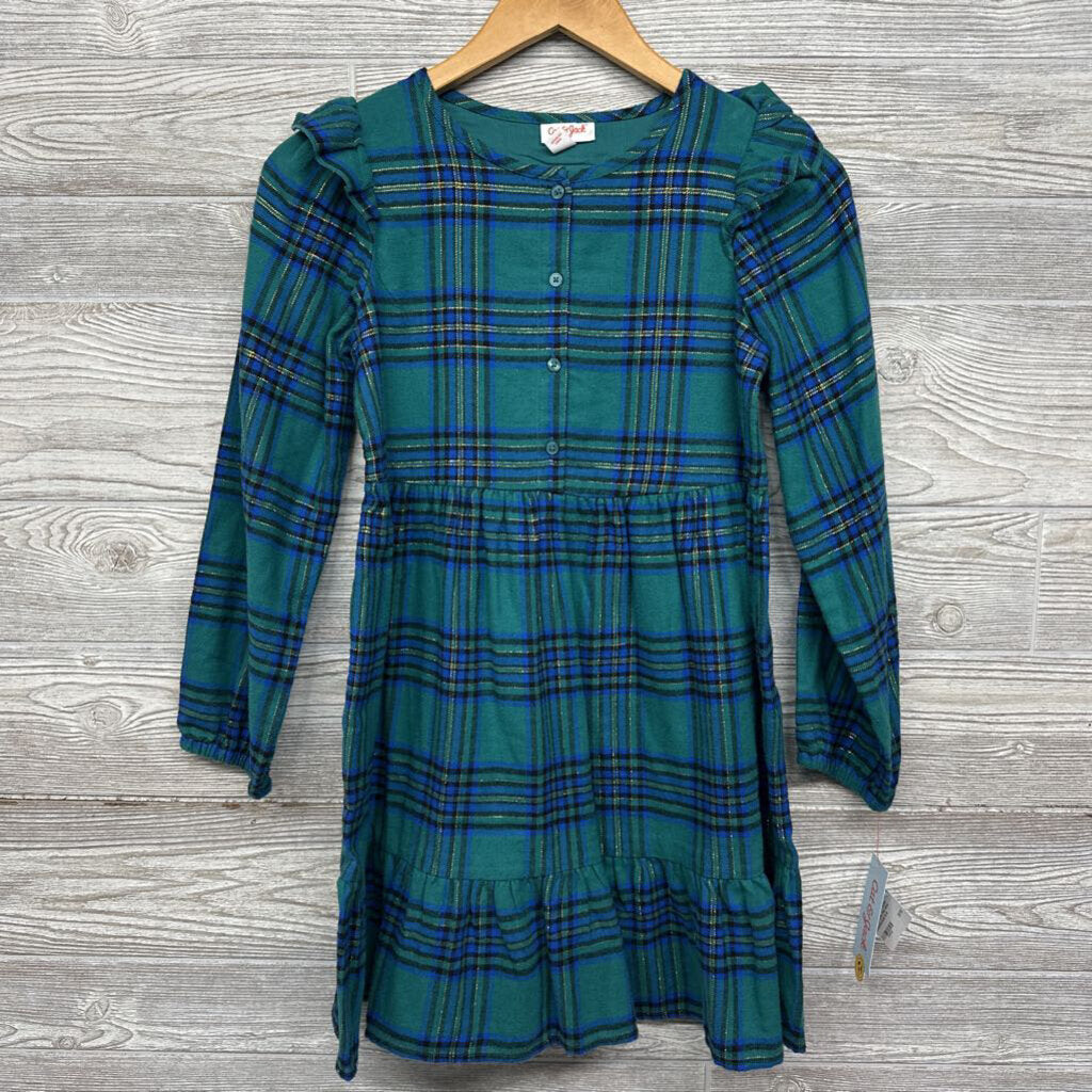 NEW LS Button Up Tiered Dress Plaid Glitter