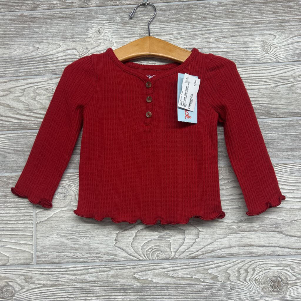 NEW Ribbed Henley Lettuce Trim Shirt