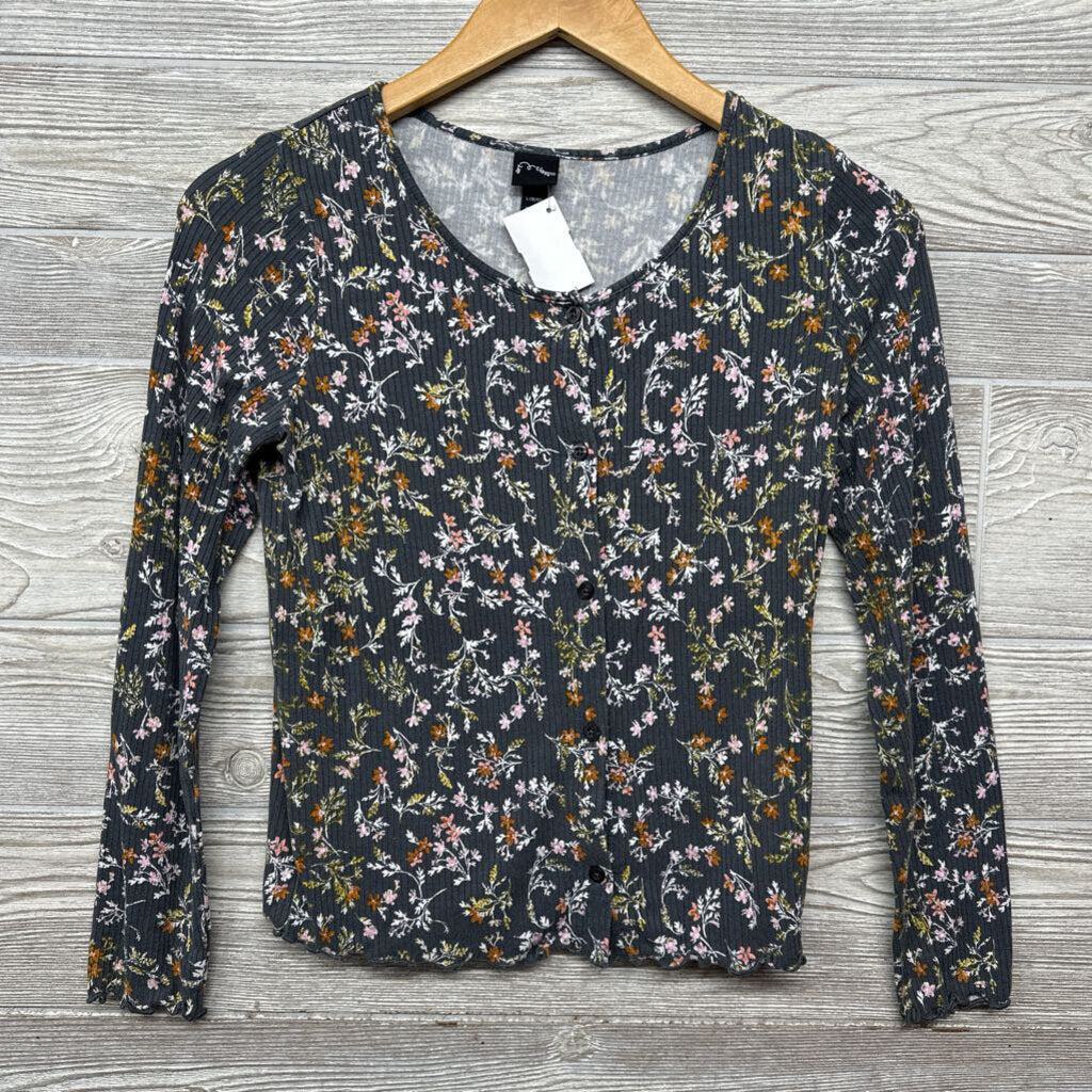 Ribbed Button Up LS Shirt Lettuce Trim