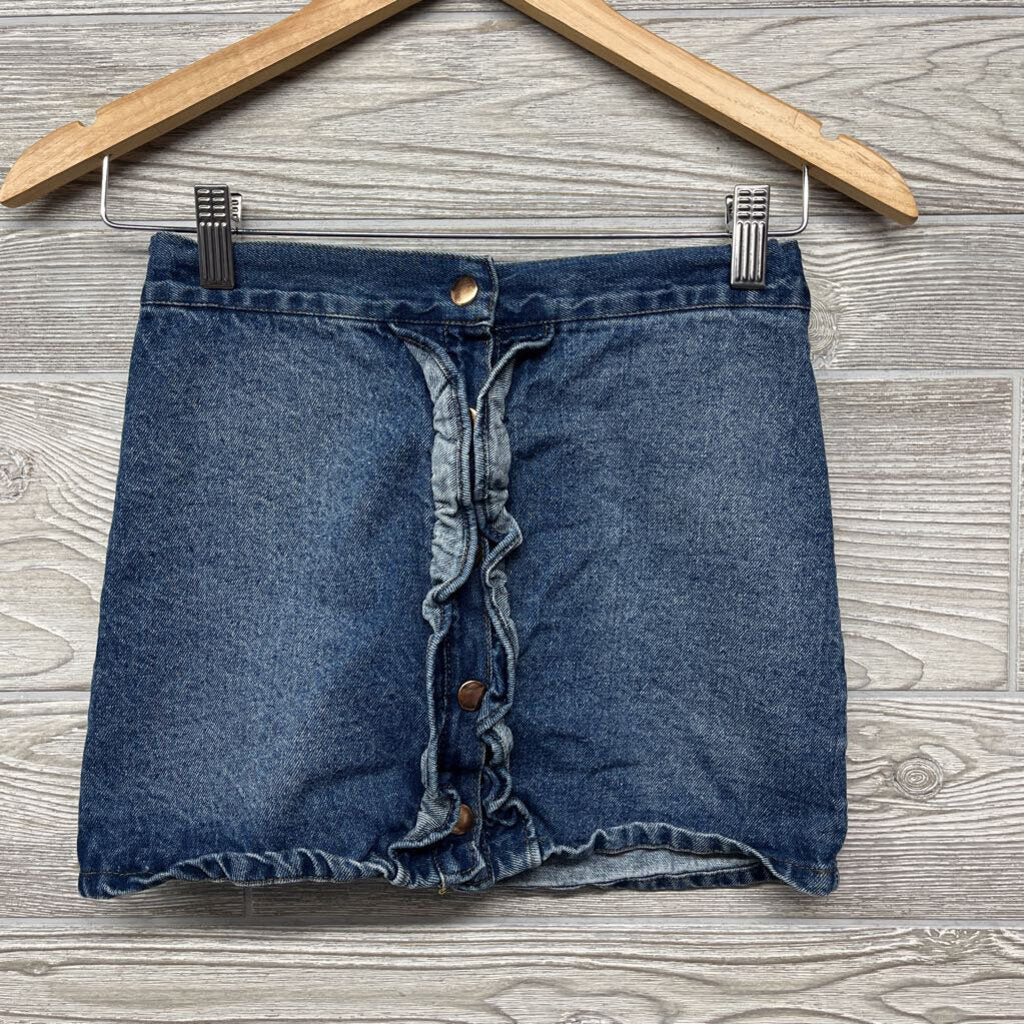 Denim Skirt Ruffle Buttons