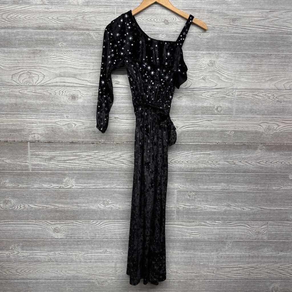 1 Pc LS Cold Shoulder Velour Outfit Stars Dots