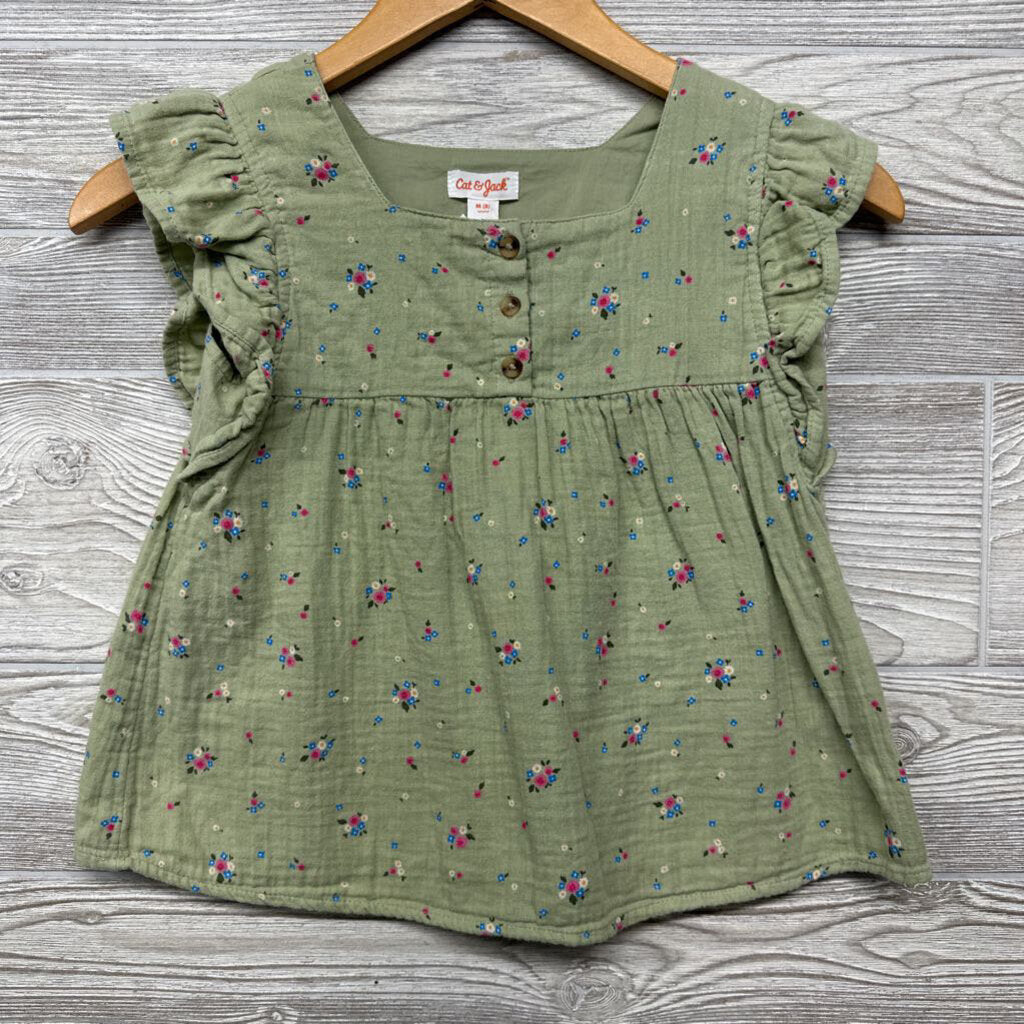 Muslin Flutter Sleeve Shirt Flowers 8