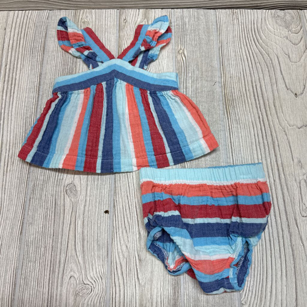 2 Pc Muslin Tank Top & Bummies Stripes