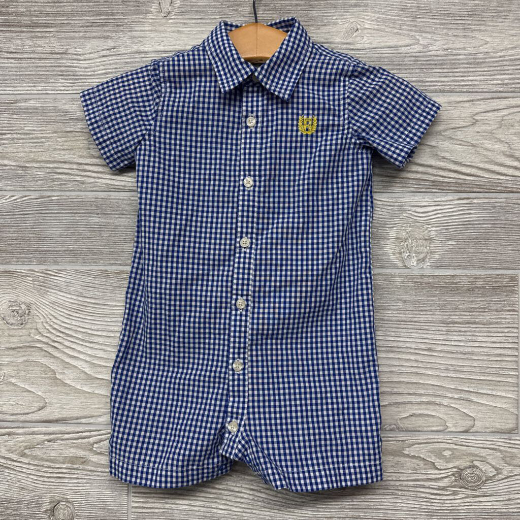 Gingham Button Up Shorty Romper