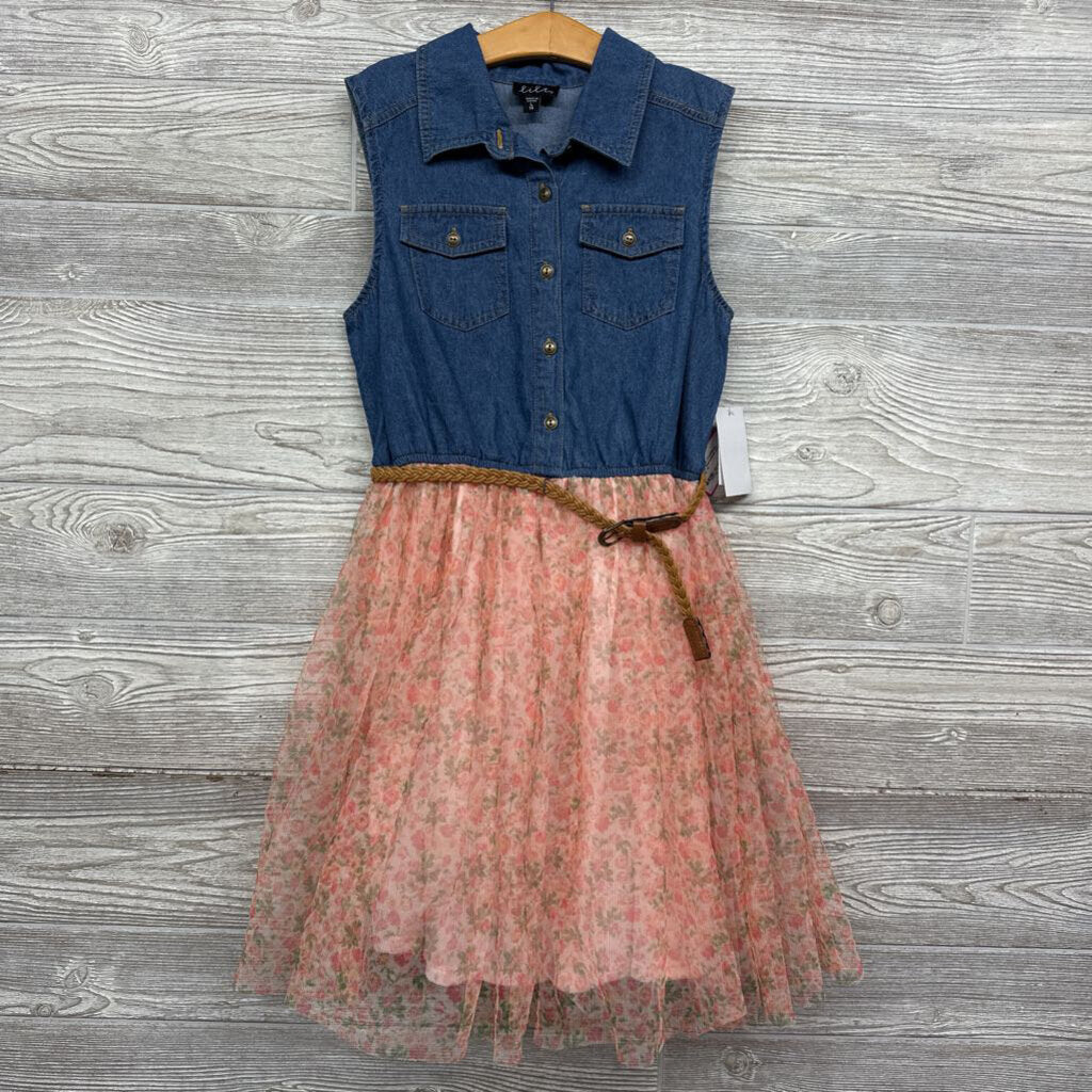 NEW Tulle Chambray Button Up Sleeveless Dress