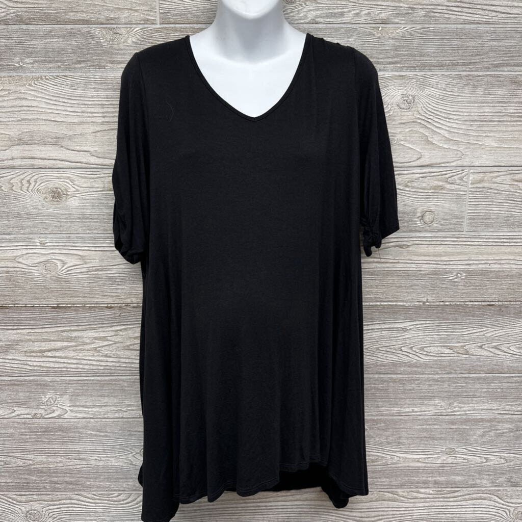 V Neck Shirt Ruched Sleeves