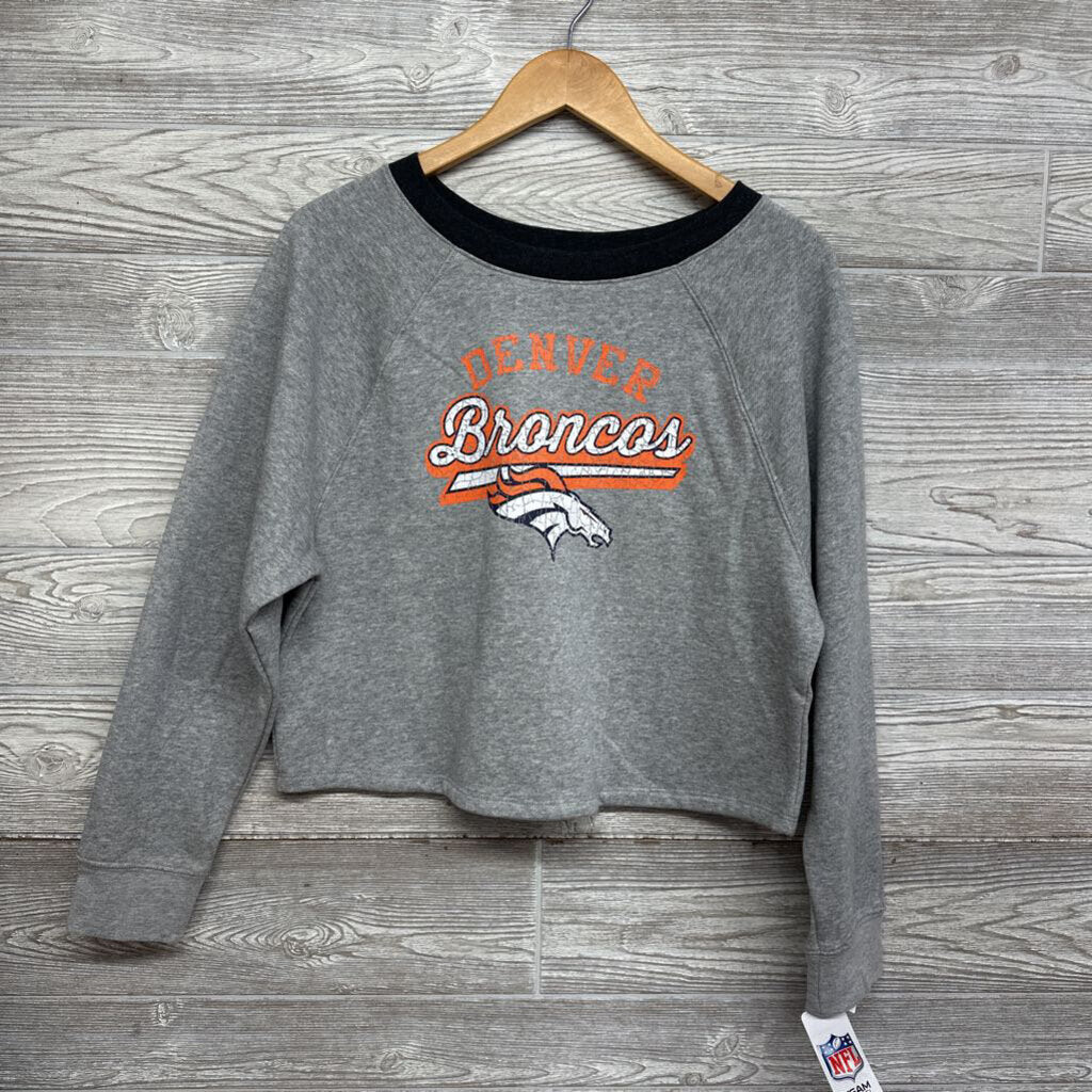 NEW Oversized Crop Crewneck Sweatshirt Denver Broncos