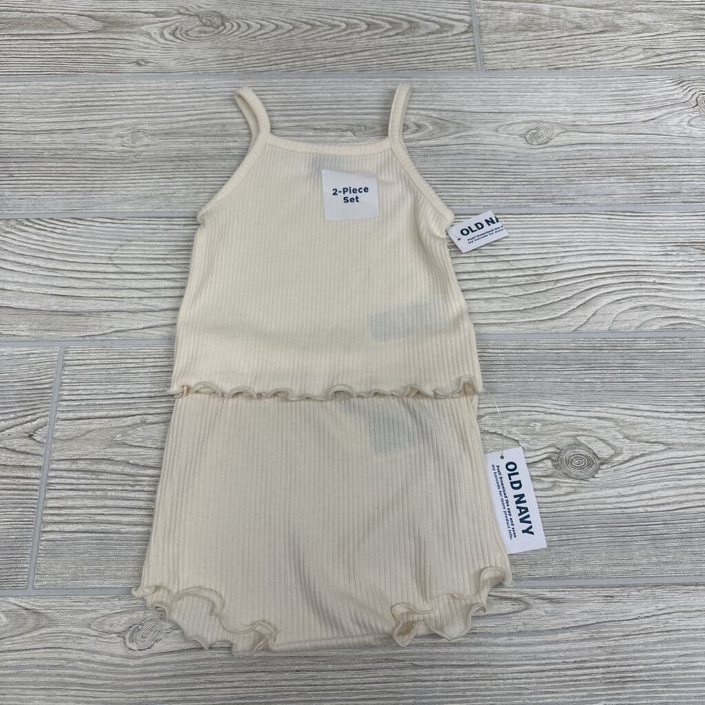 NEW 2 Pc Ribbed Lettuce TrimTank Top & Shorts