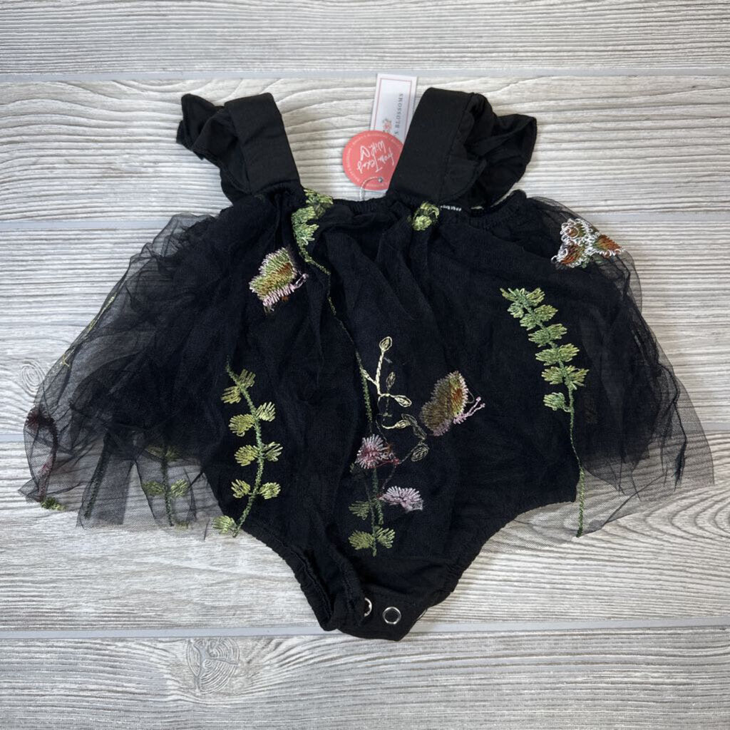NEW Tulle Romper Embroidered Butterflies Flowers