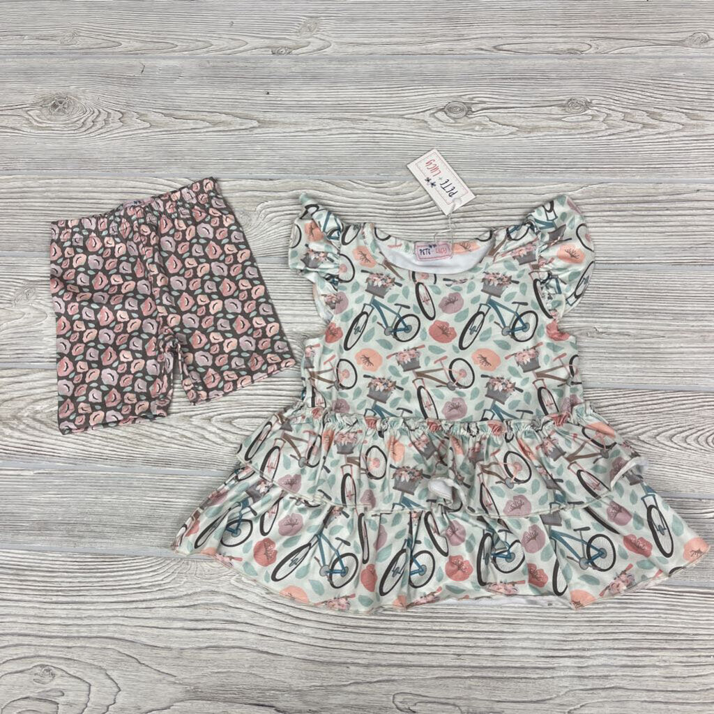 NEW 2 Pc Tunic & Bike Shorts Flowers Bikes