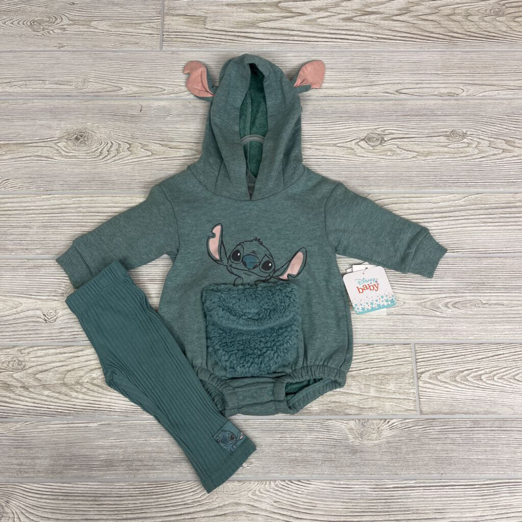 NEW 2 Pc LS Bodysuit W/ Hood & Ribbed Pants Stitch