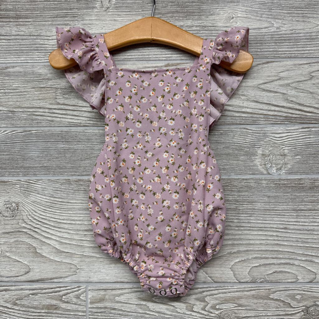 NEW Bib Romper Flutter Straps Flowers