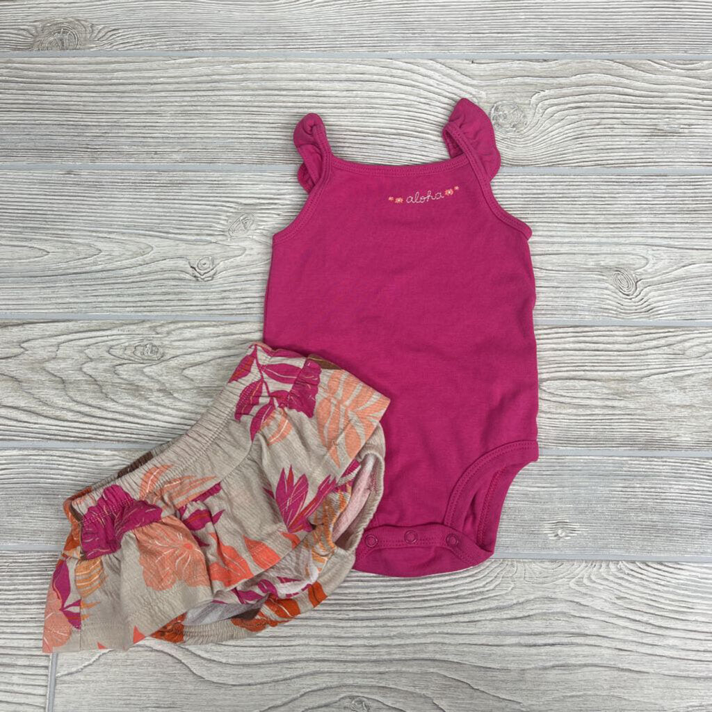 2 Pc Tank Bodysuit & Skort Aloha Flowers