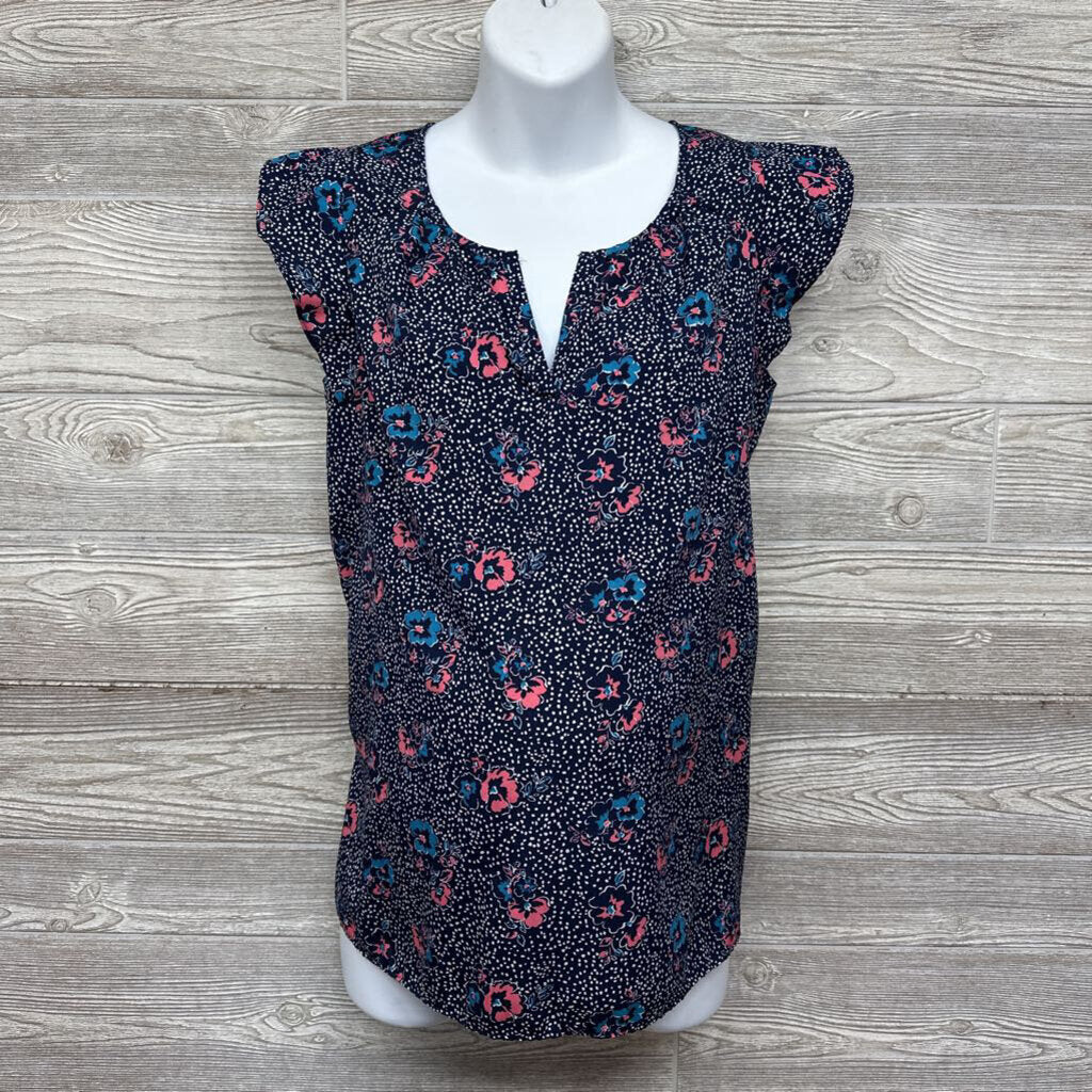 Blouse V Cut Flowers Dots