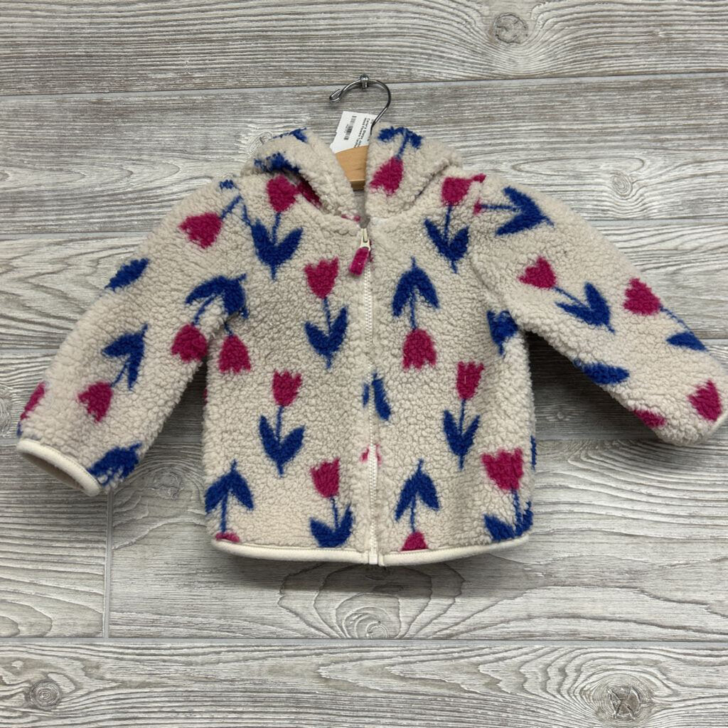 Sherpa Jacket W/ Hood Flowers