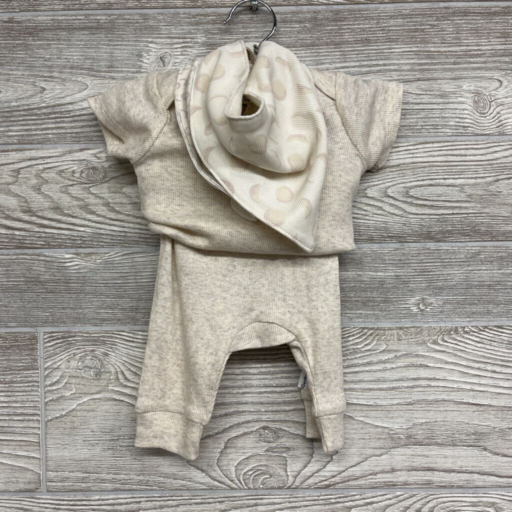 4 Pc Ribbed Bodysuit, Pants & Bandana Bibs