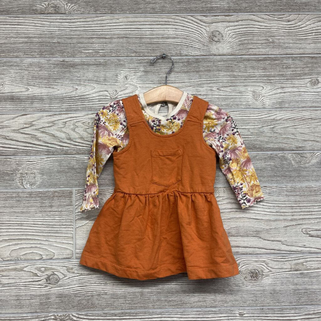 LS Organic Jumper Front Pocket W/ Floral Bodysuit
